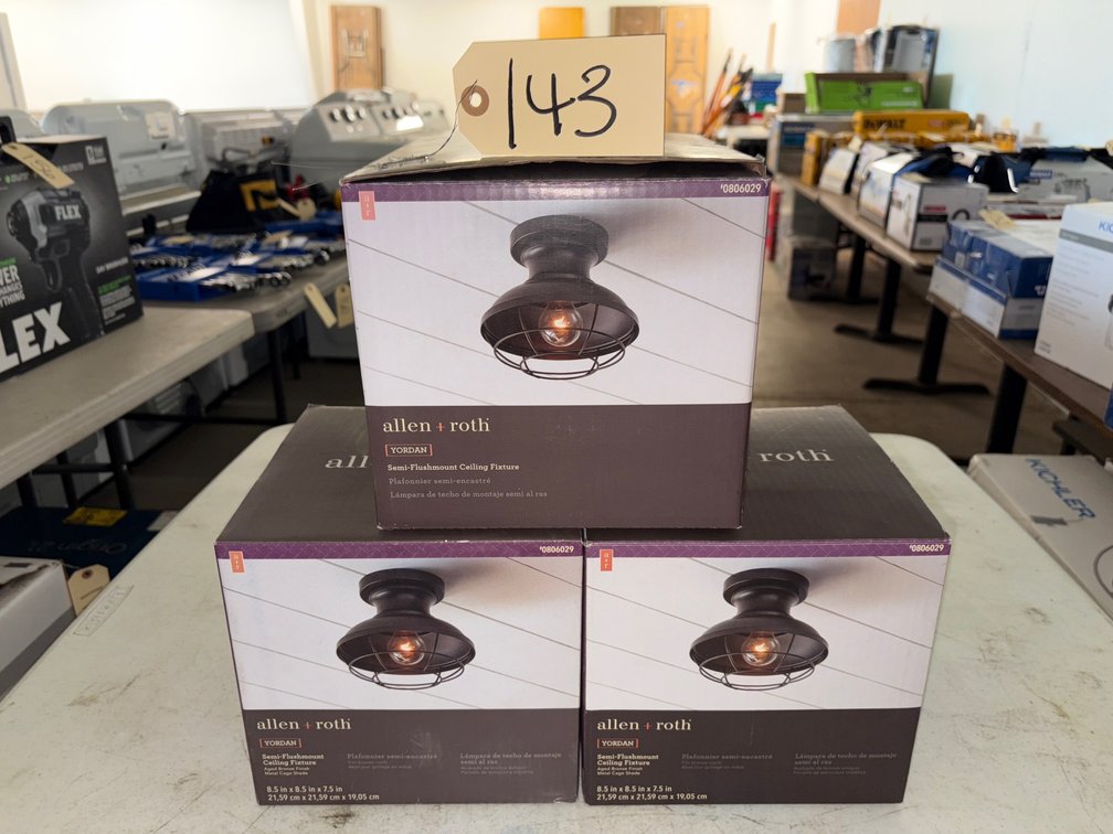 (3) New Semi-Flushmount Ceiling Fixture 