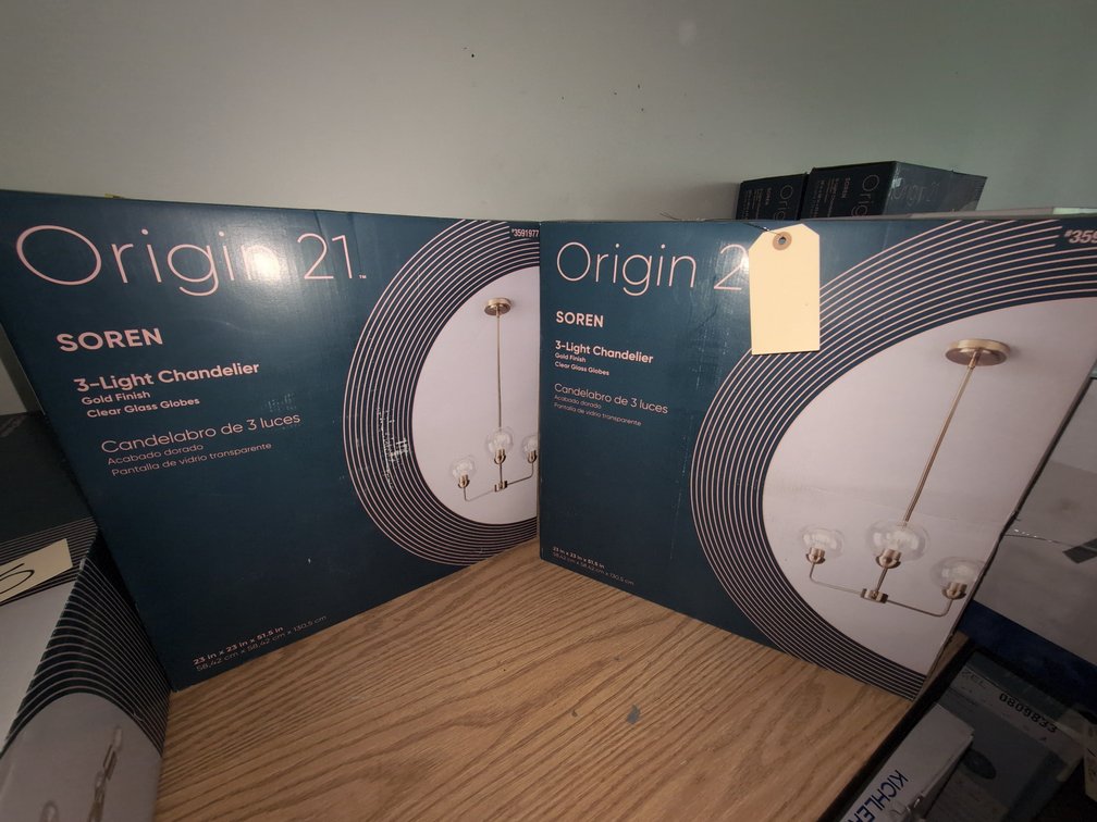 (2) New 3-Light Chandeliers
