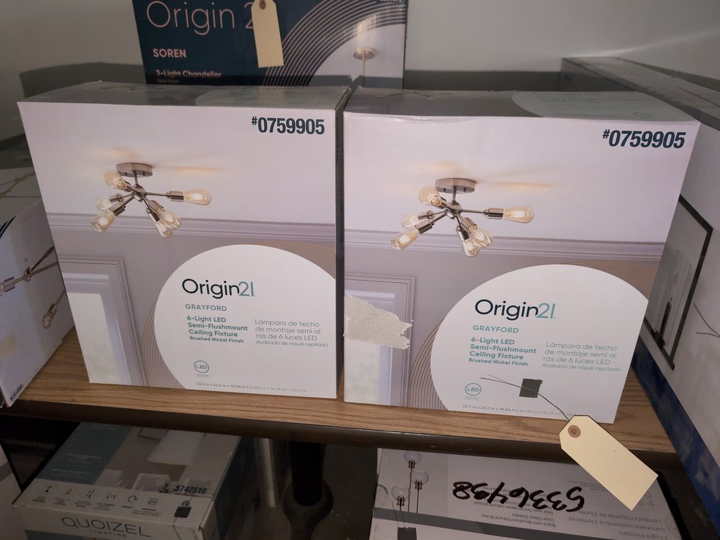 (2) New 6-Light Semi-Flushmount Ceiling Fixture 