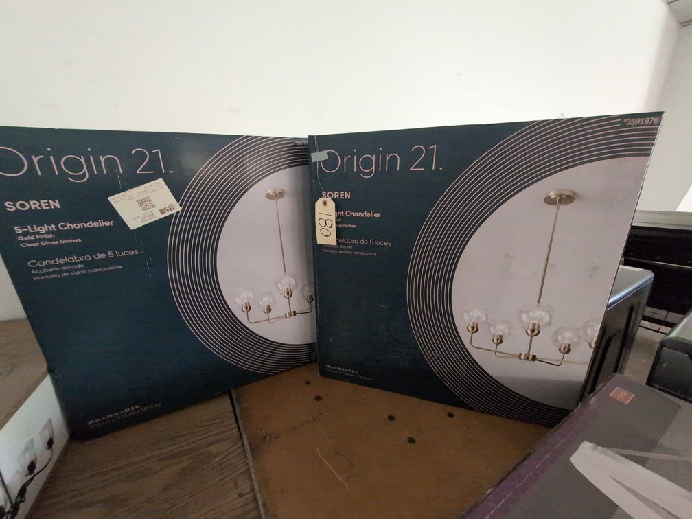 (2) New 5-Light Chandeliers