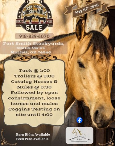 Image for Fort Smith Horse & Mule Sale - SATURDAY, MAY 16TH - Moffett, Oklahoma