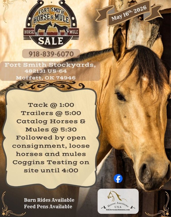 Image for Fort Smith Horse & Mule Sale - SATURDAY, MAY 16TH - Moffett, Oklahoma