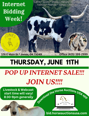 Image for Jones Livestock Auction *Pop Up Sale* THURSDAY JUNE 11TH -  Jones, Oklahoma