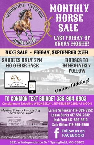 Image for Springfield Livestock Horse Sale FRIDAY SEPTEMBER 25TH - Springfield, MO