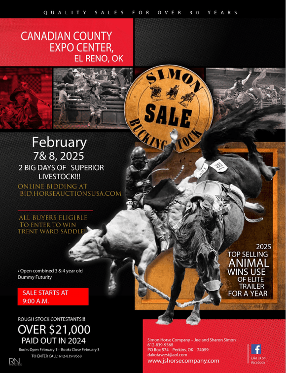 Image for 2025 Simon Bucking Stock Sale - El Reno, Oklahoma - DAY ONE - FRIDAY, FEBRUARY 7TH