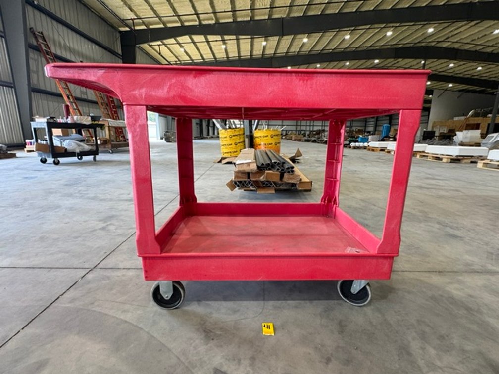Red, Uline Utility Cart, 25"W x 45"D x 33"H, Plus Extra Top