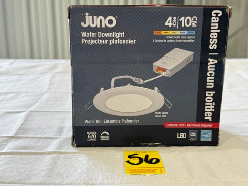 Juno Wafer Downlight Projecteur Platfonnier, 4", Canless