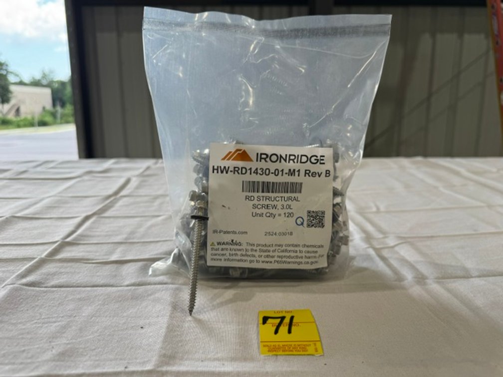Ironridge RD Structural Screw, Unit Qty = 120