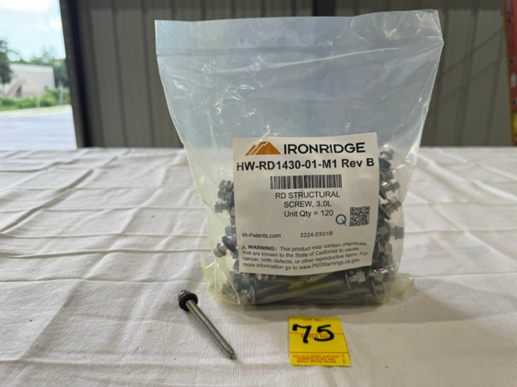 Ironridge RD Structural Screw, Unit Qty = 120