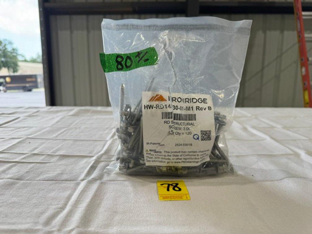Ironridge RD Structural Screw, Unit Qty = 80 +/-