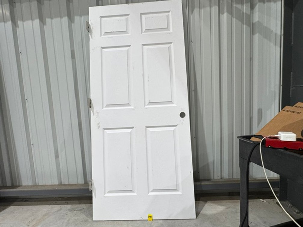 6-Panel Hollow Core Interior Door Slab, White (3) Hinges