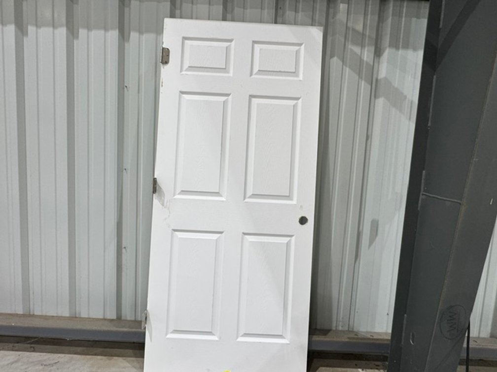 6-Panel Hollow Core Interior Door Slab, White (3) Hinges
