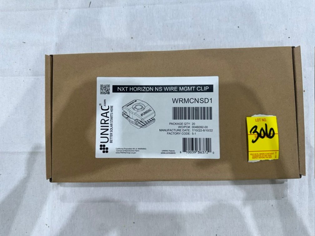 Unirac NXT Horizon NS Wire MGMT Clip, WRMCNSD1, (20)