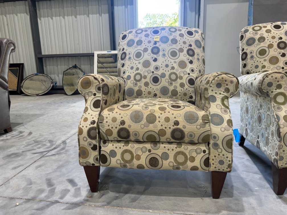 Upholstered Push-Back Reclining Armchair, Multi-Colored Circular