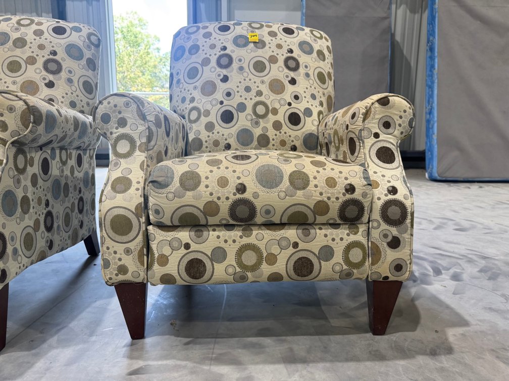Upholstered Push-Back Reclining Armchair, Multi-Colored Circular