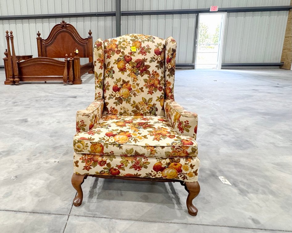 Vintage Wingback Chair,  Upholstered