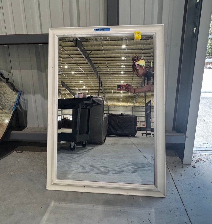 Large Rectagular Wall Mirror With A Painted White Frame, 29" x 41"
