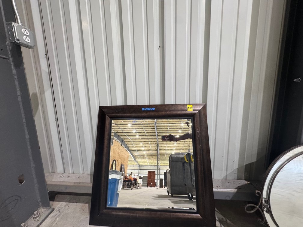 Large Square Mirror With A Thick, Dark Brown Finish