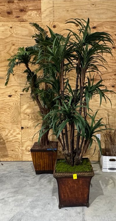 Faux Tropical Plant, Faux Metal Planter, 16" x 16" x84"