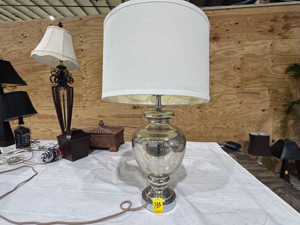 Safavieh Morocco Glass Base Table Lamp, Round Fabric Shade