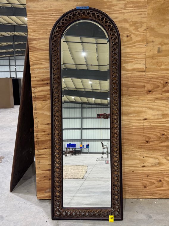 Classic Arched Framed, Woven Pattern, Beveled Mirror, 24" x 64"