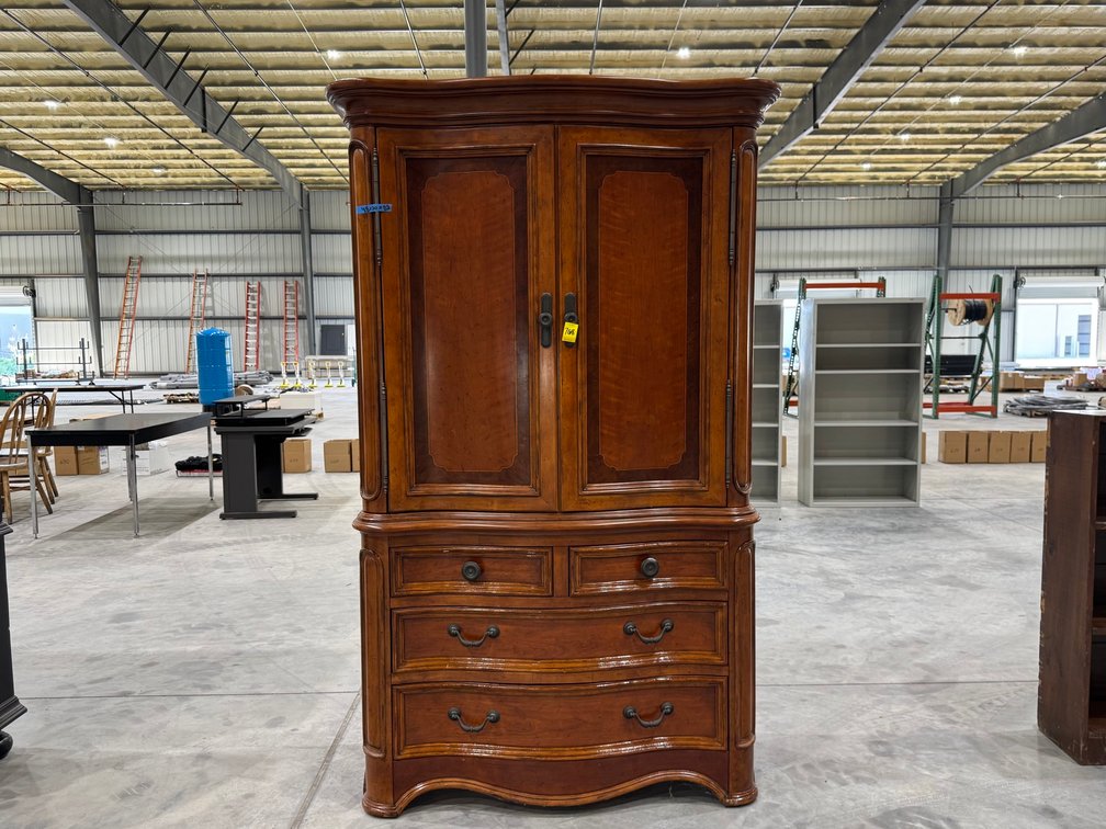 4-Drawer Wood Armoire Or TV Media Cabinet, Wood Finish