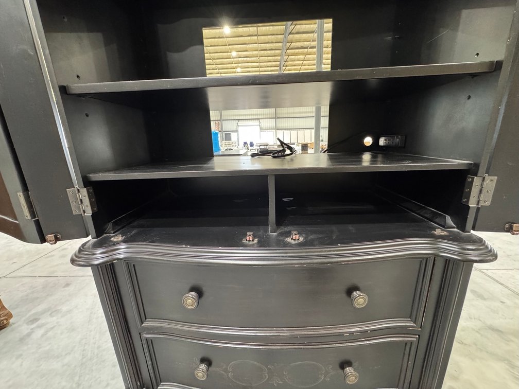 2-Drawer Wood Armoire Or TV Media Cabinet, Black Finish