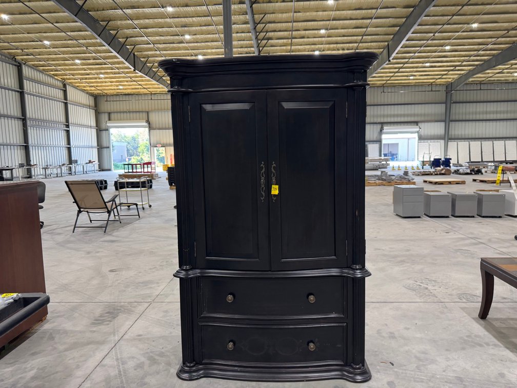 2-Drawer Wood Armoire Or TV Media Cabinet, Black Finish