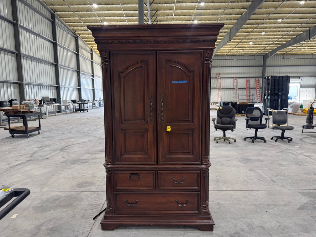 Traditional Wood Armoire Or TV Media Cabinet, Dark Finish