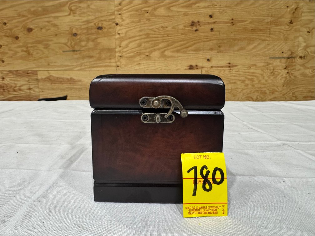 Dark Brown Wooden Storage Box With Clasp, Felt Lined