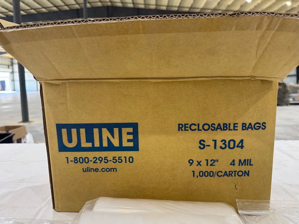 Uline Reclosable Bags, 9" x 12", 4 Mil, 1,000 Per Carton, S-1304