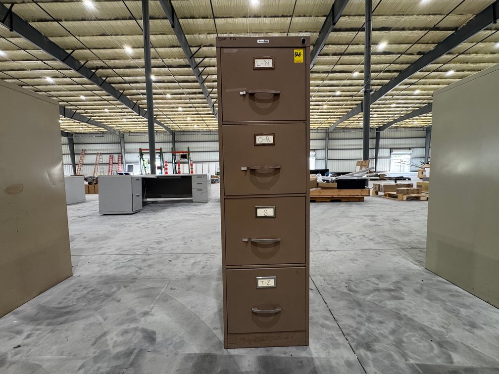 Waller Bros. 4-Drawer Metal Vertical Filing Cabinet, Light Brown