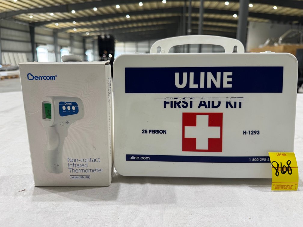 Uline 25 Person First Aid Kit, H-1293, Berrcom Thermometer
