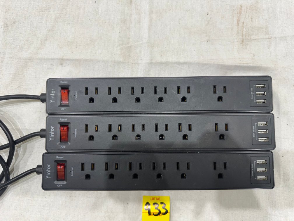 Electrical Cords: (2) Yintar 6-Outlet + 3-USB  Port Surge Protectors
