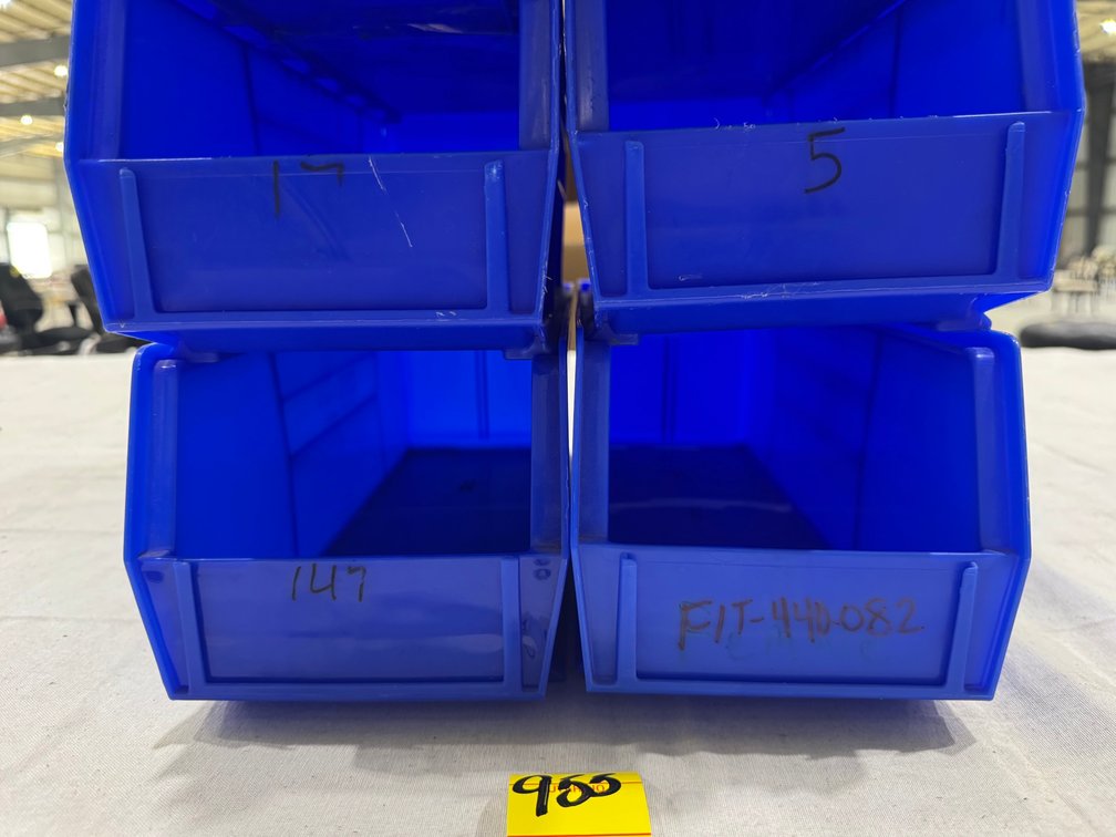 (10) Uline S-12418 Plastic Stackable Bins, 15" x 5.5" x 5", Blue