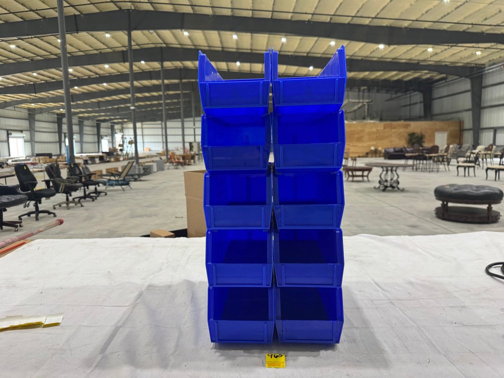 (10) Uline S-12418 Plastic Stackable Bins, 15" x 5.5" x 5", Blue