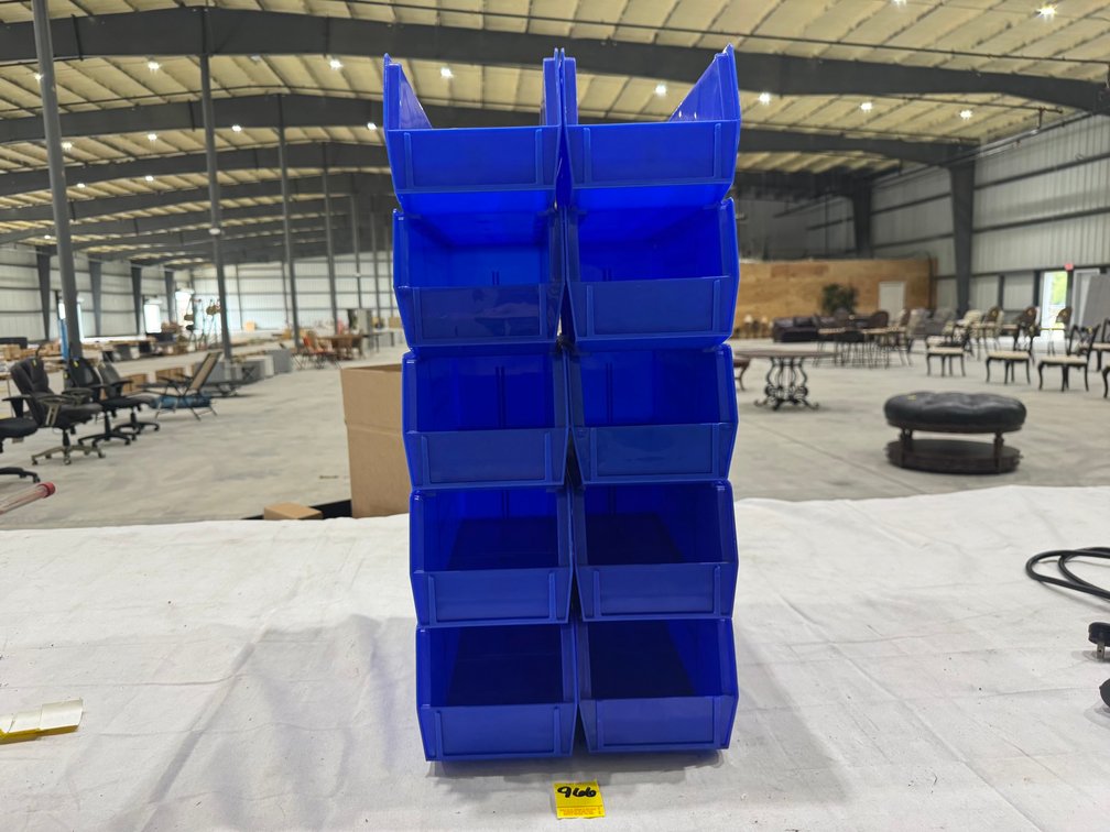 (10) Uline S-12418 Plastic Stackable Bins, 15" x 5.5" x 5", Blue
