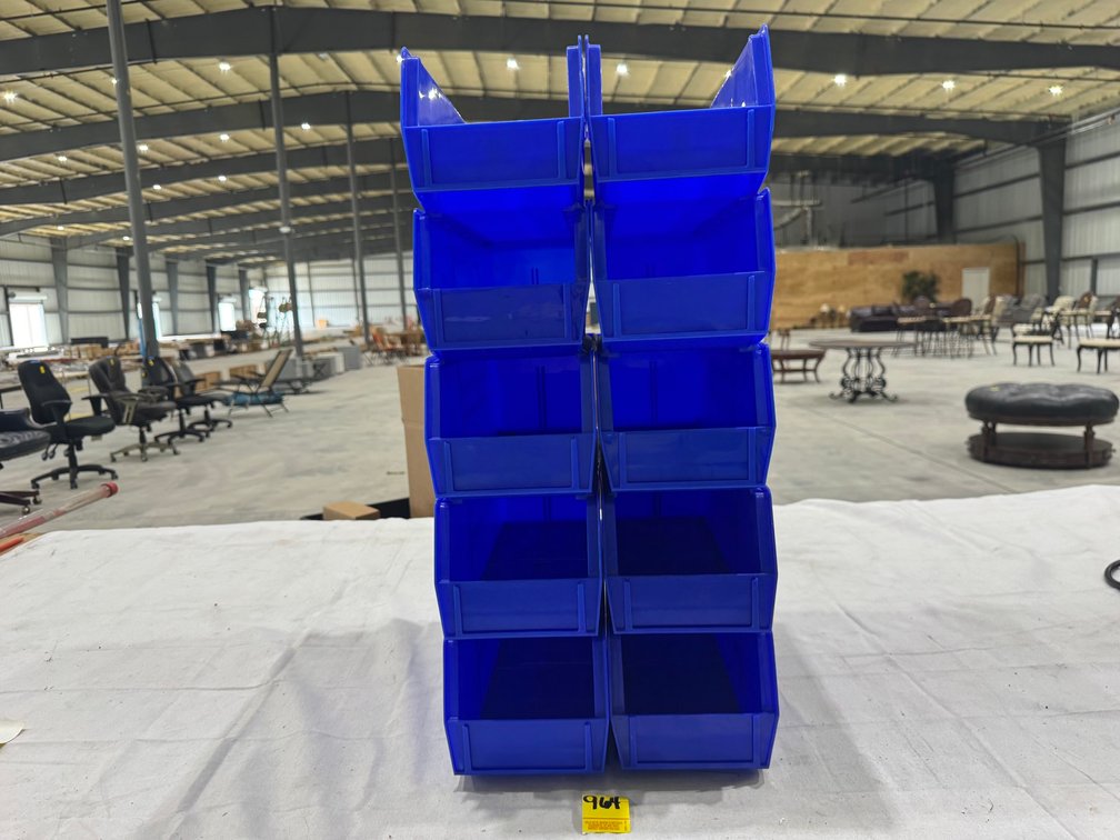 (10) Uline S-12418 Plastic Stackable Bins, 15" x 5.5" x 5", Blue