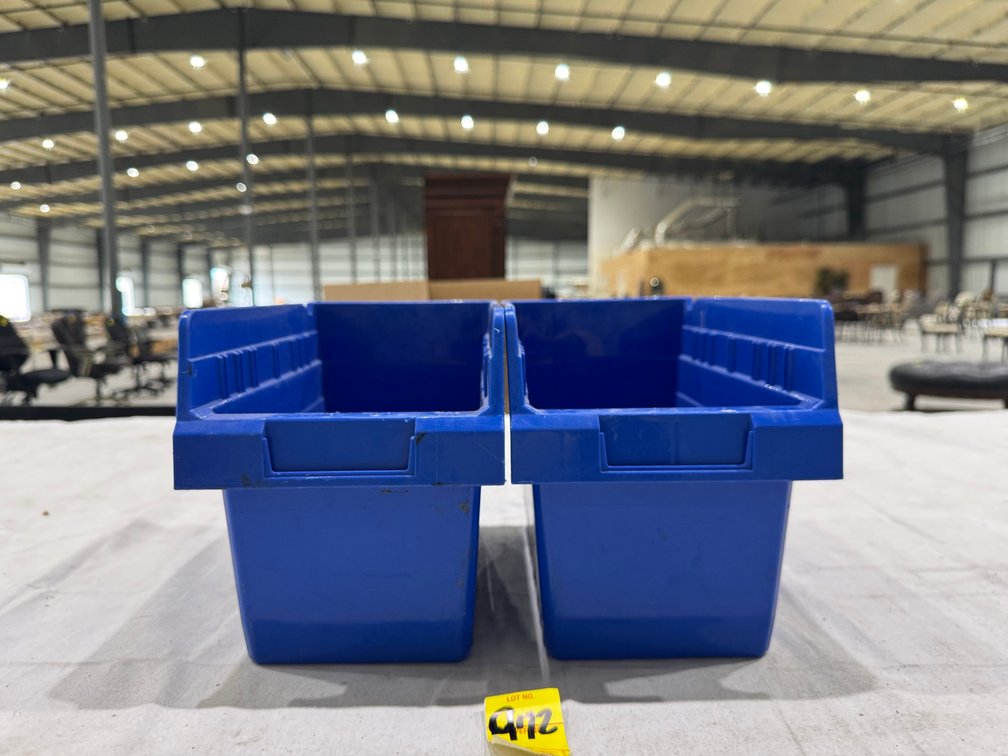 (2) Uline S-23364 Plastic Bins, Blue