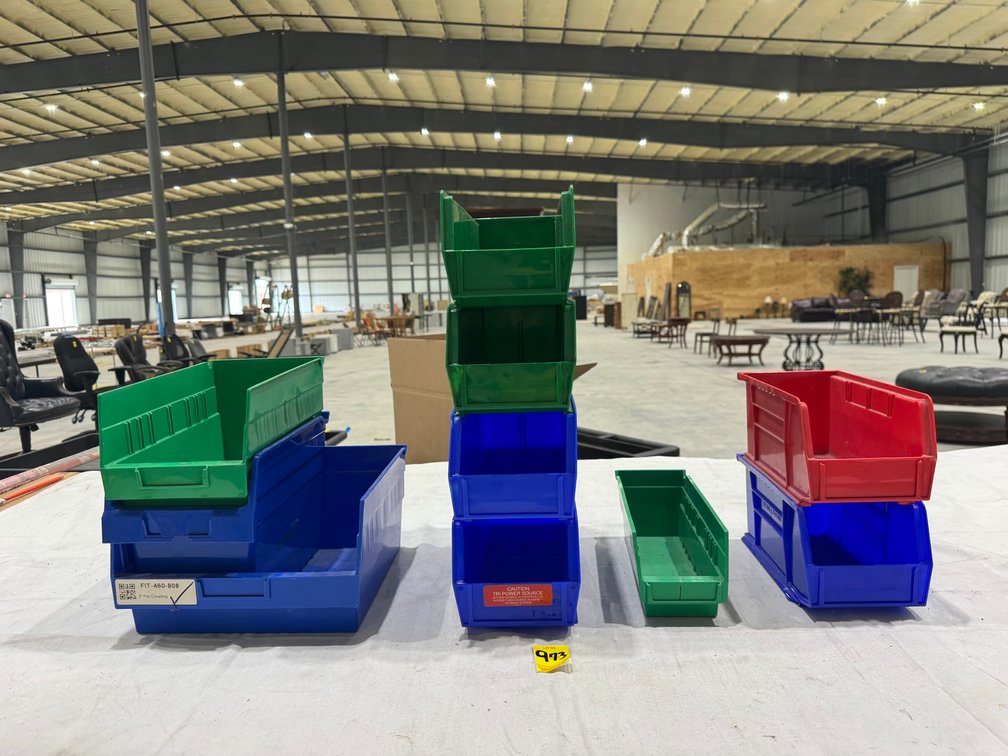 (10) Assorted Sizes & Colors: Uline Plastic Bins