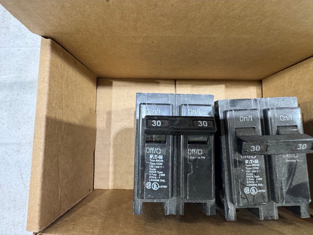 (2) Eaton BR230, 30-Amp, 2-Pole Plug-On Circuit Breaker