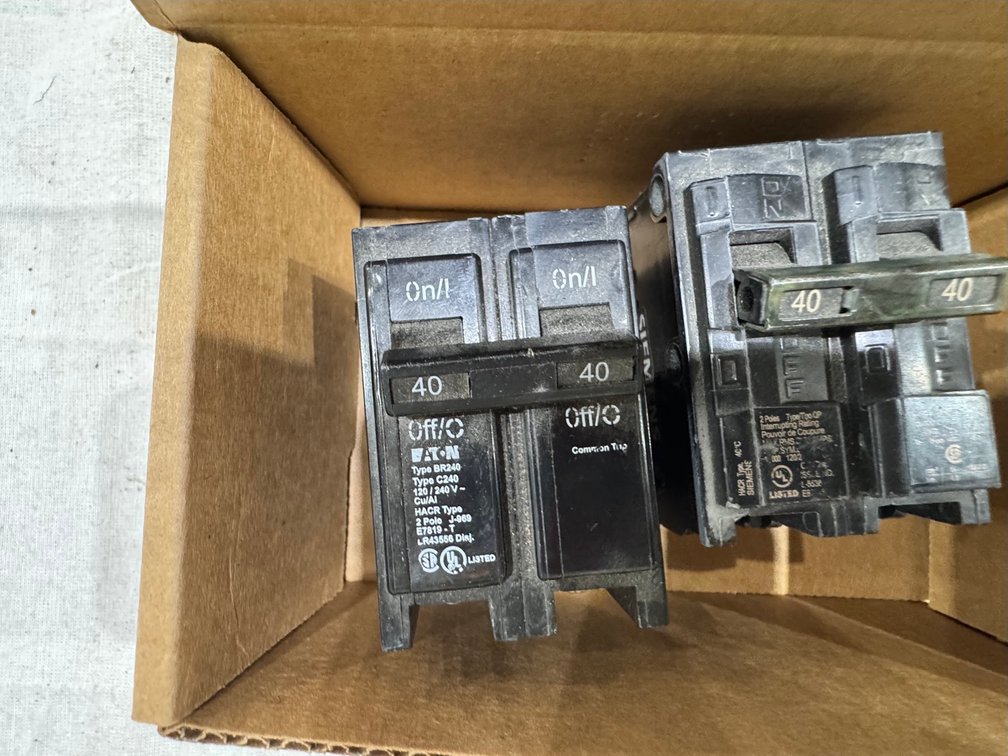(2)40-Amp, 2-Pole Plug-On Circuit Breaker: Eaton, Siemens