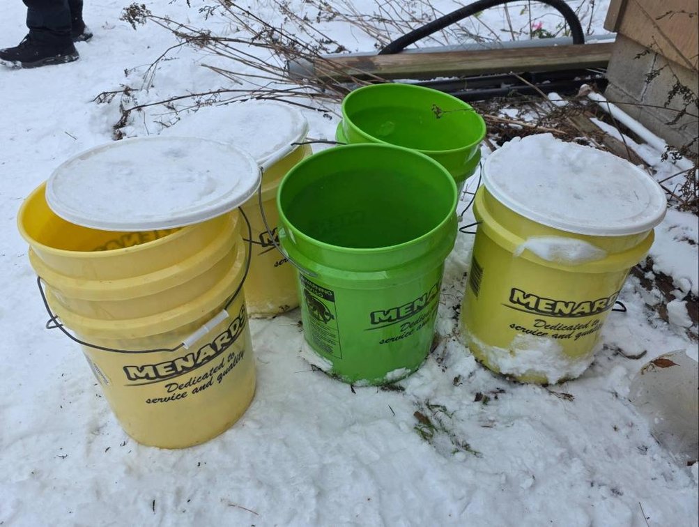 (6) Menards 5-Gallon Plastic Buckets