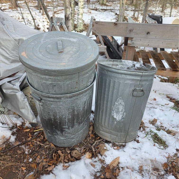 Three Metal Trash Cans