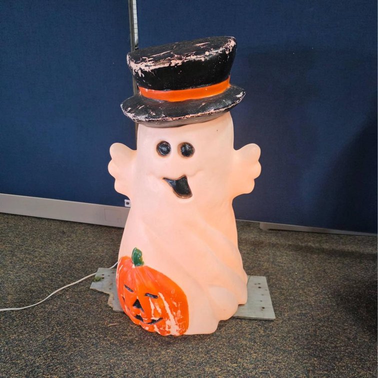 Ghost Blow Mold with Pumpkin