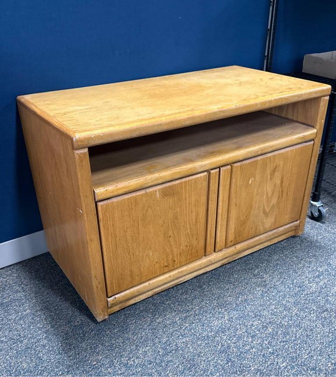 Wood Cabinet with Storage and Casters