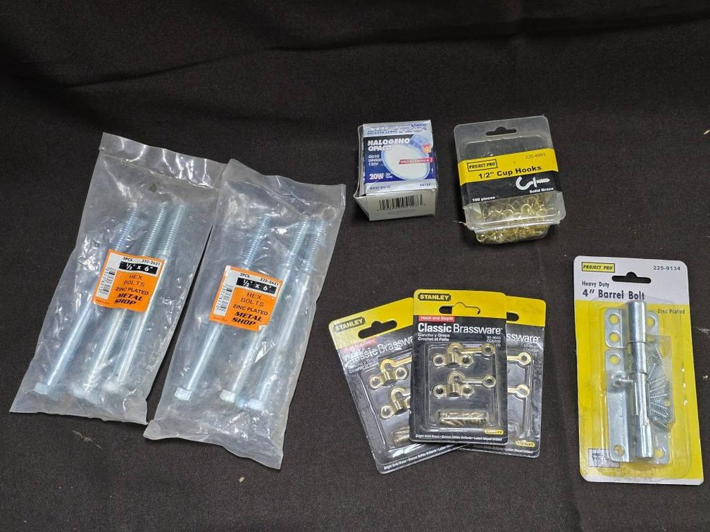Hardware and Lighting Lot inc. Bolts, Hooks, and Halogen Bulb