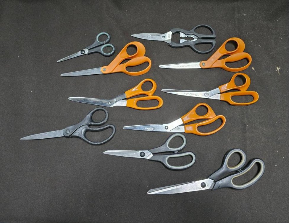 (10) Pairs of Scissors: Fiskars, Comfort Kut, and Chef Basics
