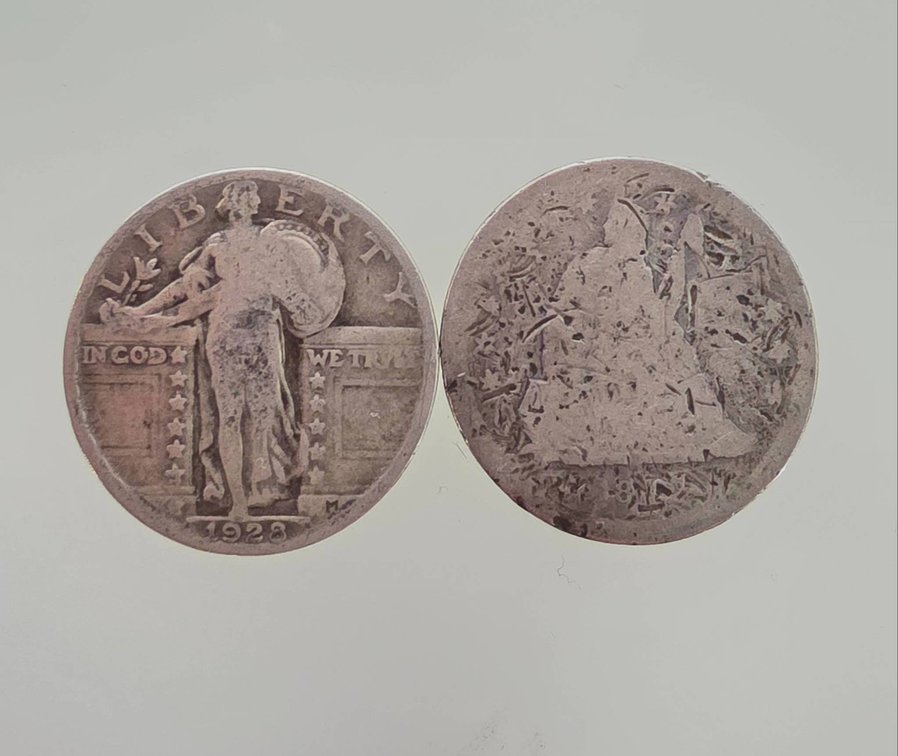 1928 Standing Liberty and 1872 Seated Liberty Quarters