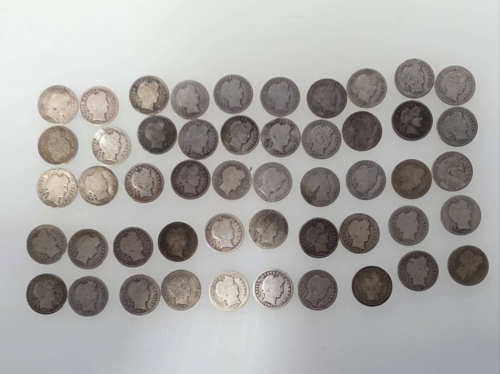 (50) Barber Dimes Assorted Dates and Mint Marks
